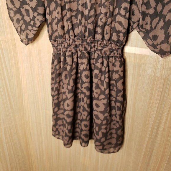 Express Animal Print Semi Sheer Short Sleeve Dress - Picture 4 of 8